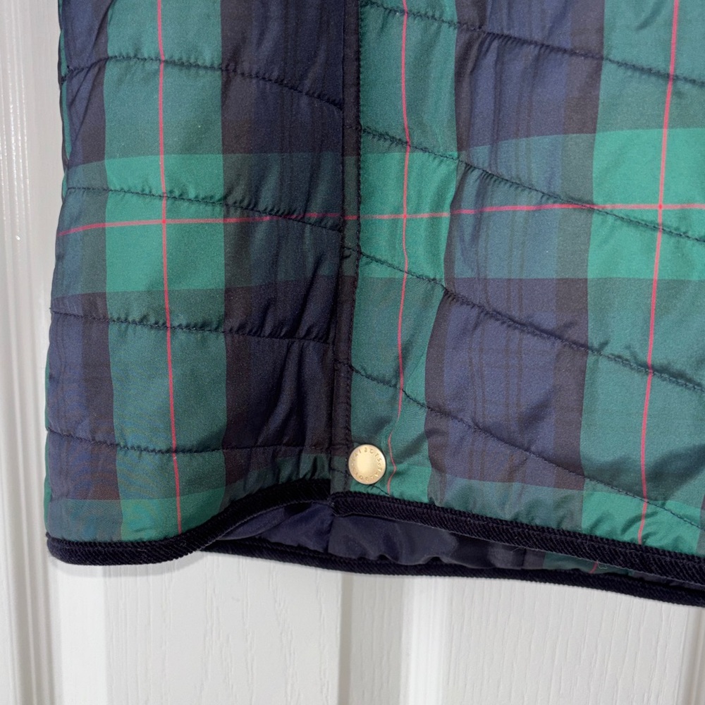 Sale-Talbots Green and Navy Quilted Plaid Puffer Jacket - Picture 7 of 11